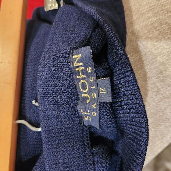 St John Collection Pencil Skirt Blue Knit Womens Size 12 - Picture 4 of 5